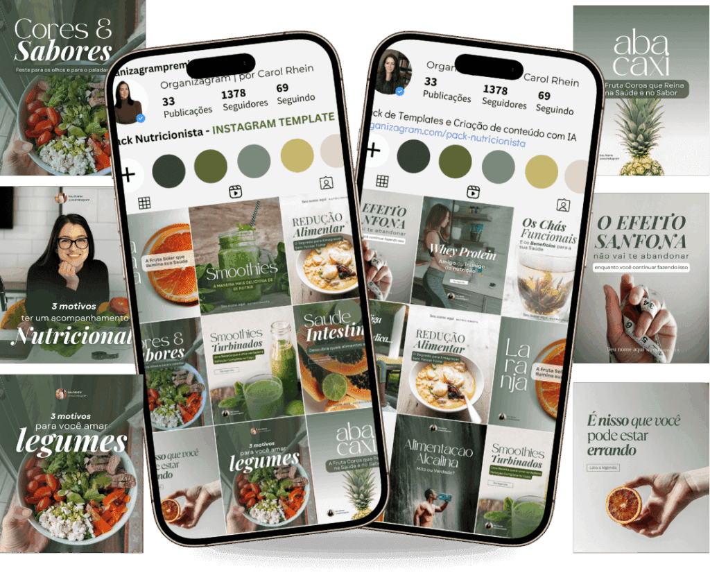Pack Nutri Organizagram — Templates para Nutricionistas